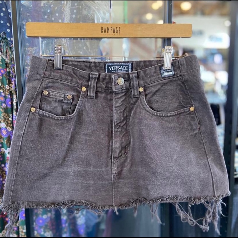 VERSACE DENIM MINI SKIRT